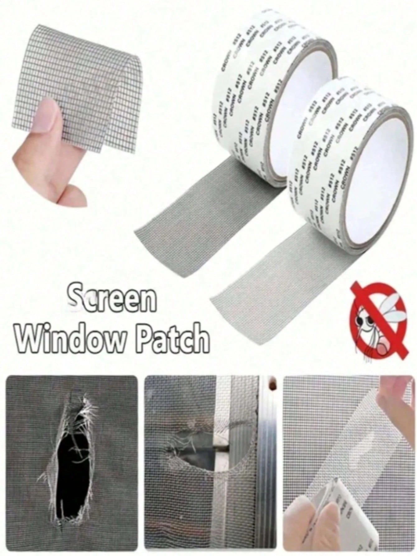 Screen Repair Tape, Waterproof Self-Adhesive Screen Repair Tape, Mosquito Net Repair Tape, Screen Repair Patch, Self-Adhesive Door And Window Leak Repair Patch, Strong Adhesive Repair Tape, Durable An