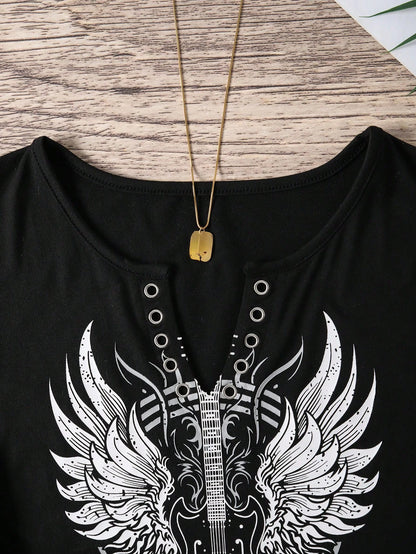 Selamara Women'S Sleeveless Tank Top For Summer With Angel Wings & Guitar Print Graphic Tees Women Tops