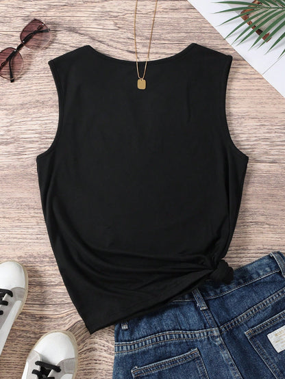 Selamara Women'S Sleeveless Tank Top For Summer With Angel Wings & Guitar Print Graphic Tees Women Tops