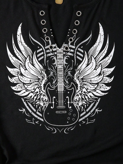 Selamara Women'S Sleeveless Tank Top For Summer With Angel Wings & Guitar Print Graphic Tees Women Tops