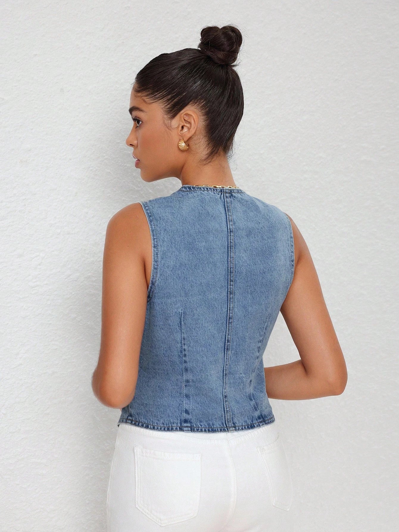 Selenza Women's Summer Single-Breasted Casual Denim Vest