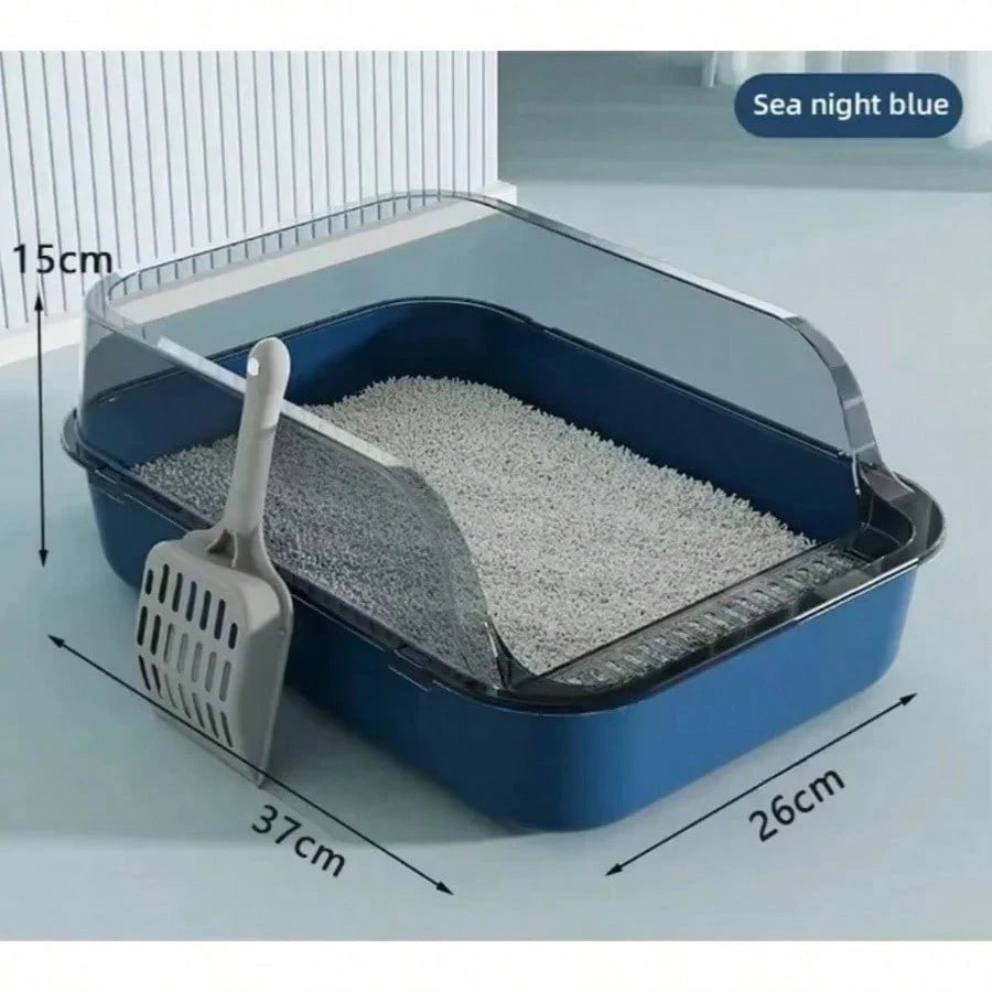 Semi-Enclosed Cat Litter Box, Splash-Proof Kitten Toilet Box, Pet Cleaning Box, High-Sided Design