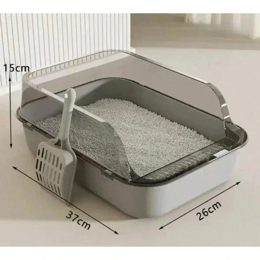 Semi-Enclosed Cat Litter Box, Splash-Proof Kitten Toilet Box, Pet Cleaning Box, High-Sided Design