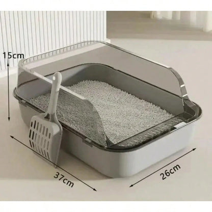 Semi-Enclosed Cat Litter Box, Splash-Proof Kitten Toilet Box, Pet Cleaning Box, High-Sided Design