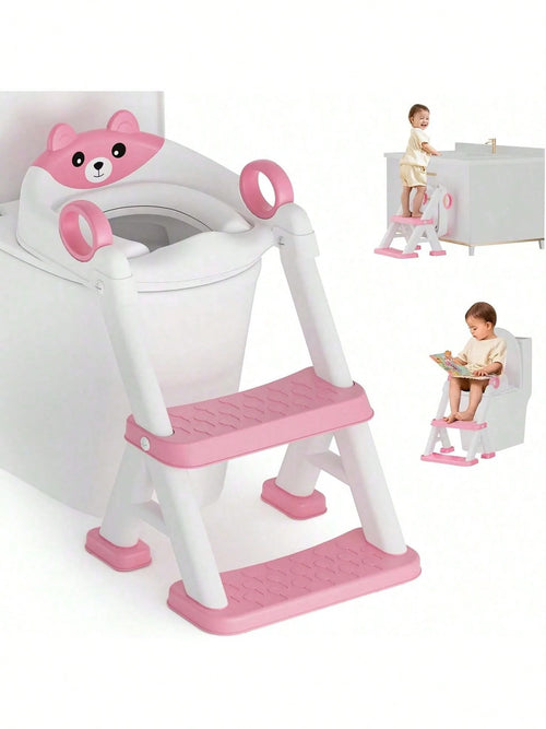 Senmeo 1 Piece Adjustable 2-In-1 Toddler Potty Training Ladder, Non-Slip Steps/Splash Guard/Waterproof Cushion, Portable, Durable