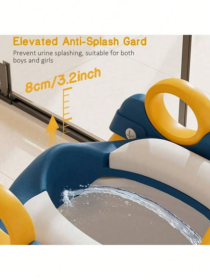 Senmeo 1 Piece Adjustable 2-In-1 Toddler Potty Training Ladder, Non-Slip Steps/Splash Guard/Waterproof Cushion, Portable, Durable