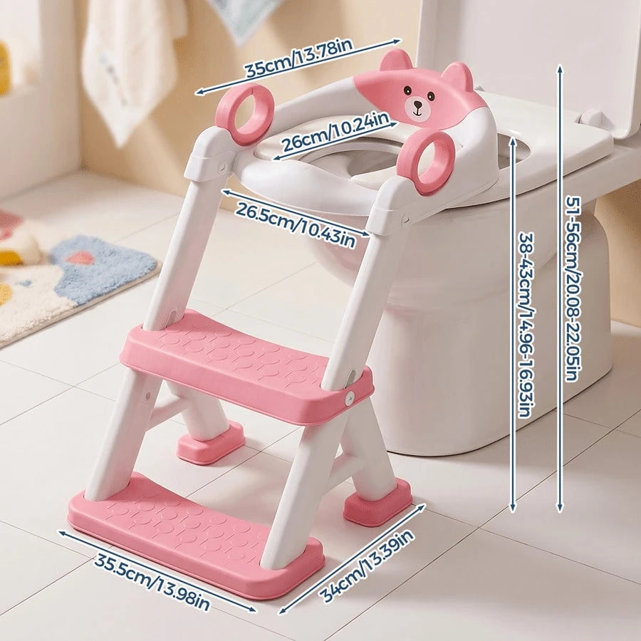 Senmeo 1 Piece Adjustable 2-In-1 Toddler Potty Training Ladder, Non-Slip Steps/Splash Guard/Waterproof Cushion, Portable, Durable