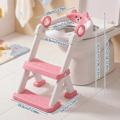 Senmeo 1 Piece Adjustable 2-In-1 Toddler Potty Training Ladder, Non-Slip Steps/Splash Guard/Waterproof Cushion, Portable, Durable