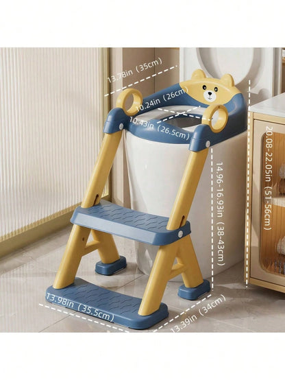 Senmeo 1 Piece Adjustable 2-In-1 Toddler Potty Training Ladder, Non-Slip Steps/Splash Guard/Waterproof Cushion, Portable, Durable