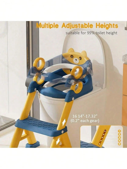 Senmeo 1 Piece Adjustable 2-In-1 Toddler Potty Training Ladder, Non-Slip Steps/Splash Guard/Waterproof Cushion, Portable, Durable