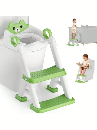 Senmeo 1 Piece Adjustable 2-In-1 Toddler Potty Training Ladder, Non-Slip Steps/Splash Guard/Waterproof Cushion, Portable, Durable