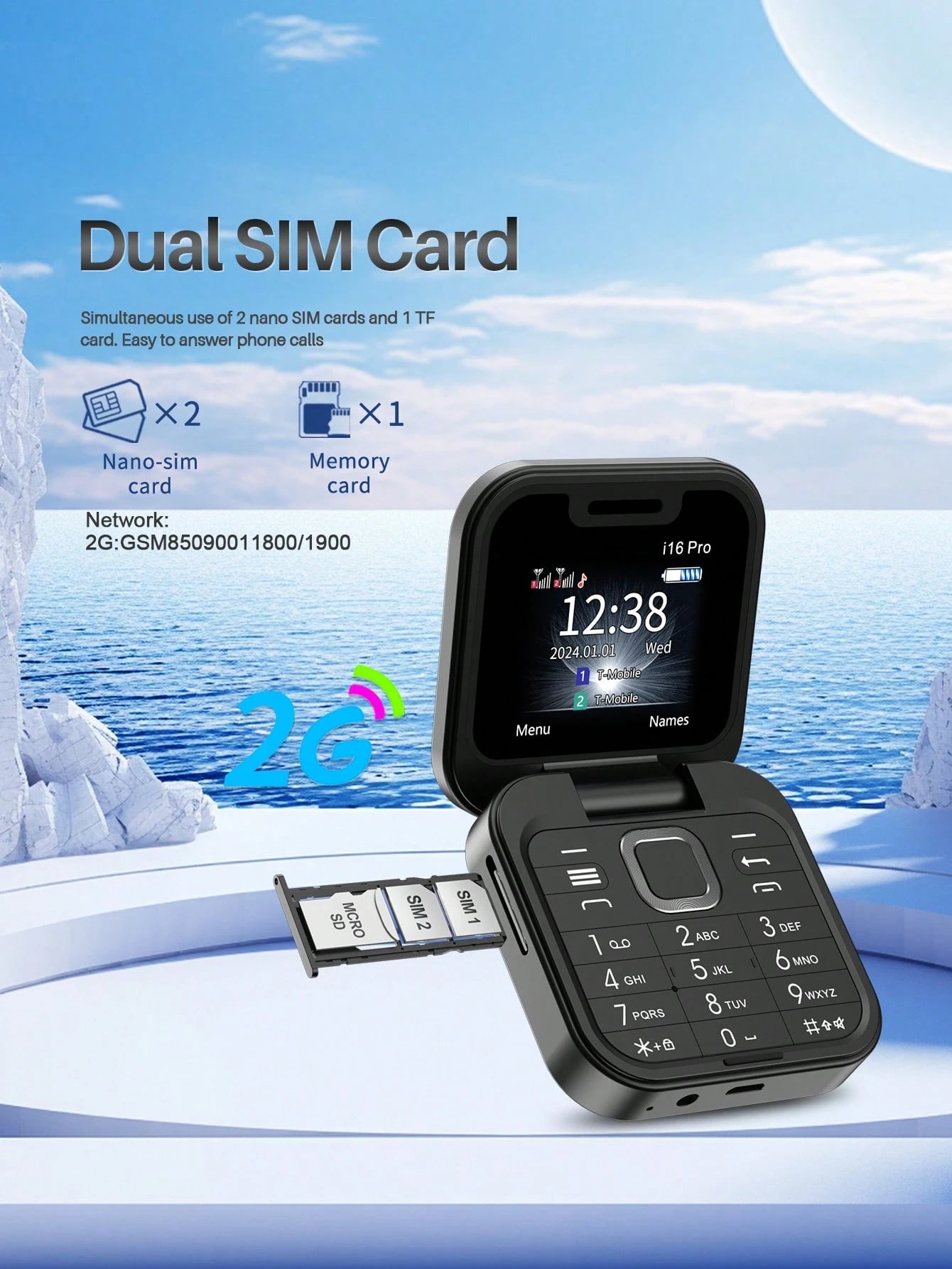 SERVO I16 Pro Mini Folding Phone 2G GSM Dual SIM Quick Dial Video Player 3.5mm Earphone Jack FM Flip Phone