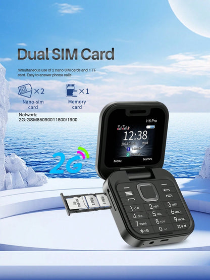 SERVO I16 Pro Mini Folding Phone 2G GSM Dual SIM Quick Dial Video Player 3.5mm Earphone Jack FM Flip Phone