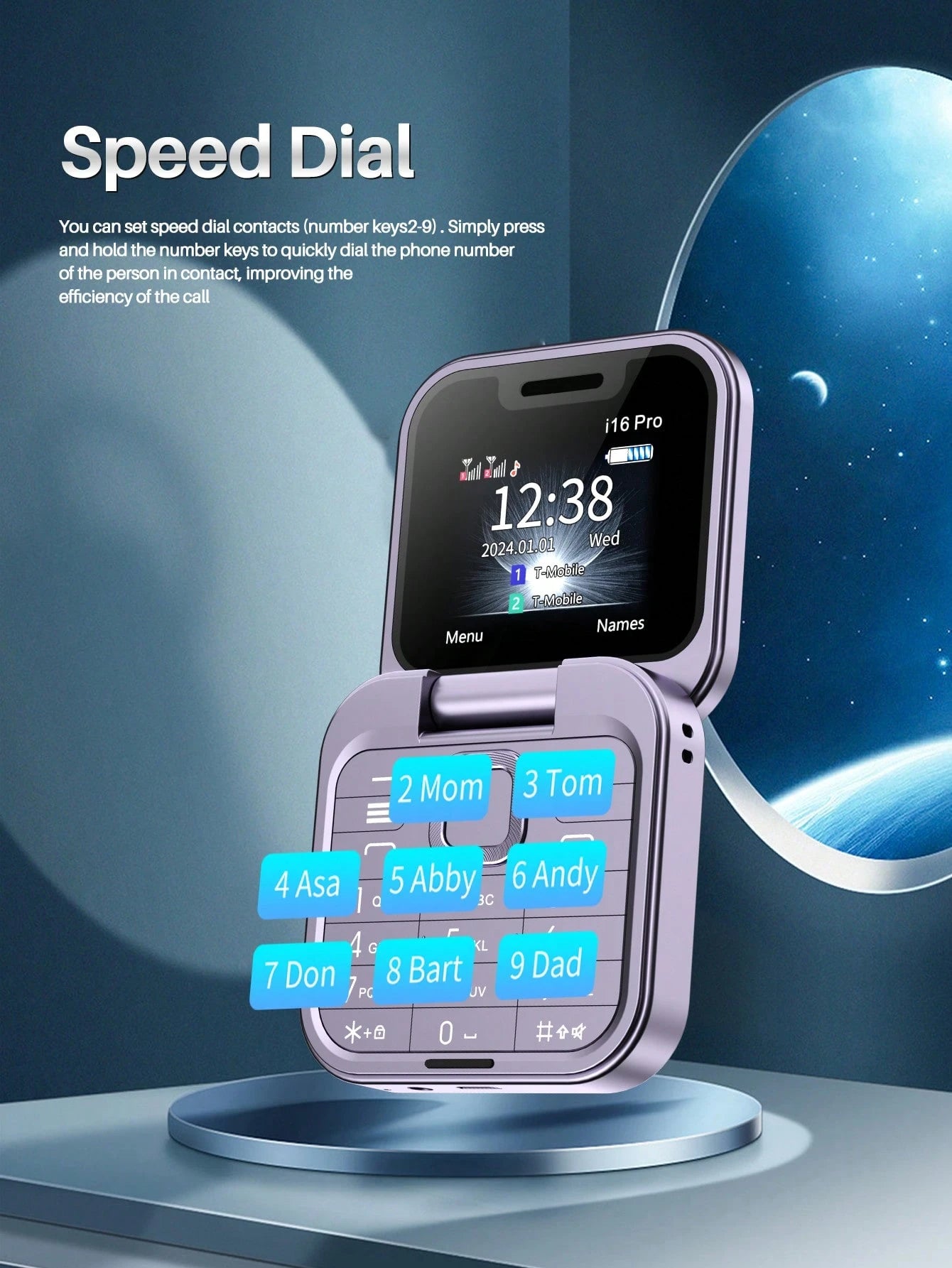 SERVO I16 Pro Mini Folding Phone 2G GSM Dual SIM Quick Dial Video Player 3.5mm Earphone Jack FM Flip Phone