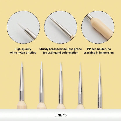 Set 5 Pcs Gouache/Paint Detail Brushes For Acrylic Oil Watercolor Face & Body Gouache Painting Nice Gift Art Hobbyist,Adults (Yellow, Detail Brush)