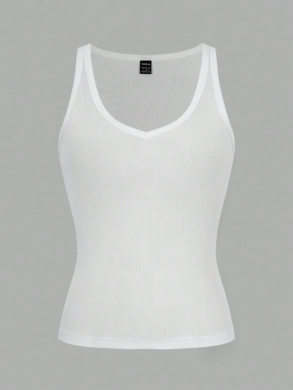 Sexy Sleeveless Knitted Crop Top, Fitted Sports Camisole