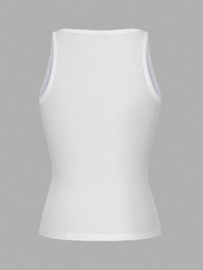 Sexy Sleeveless Knitted Crop Top, Fitted Sports Camisole