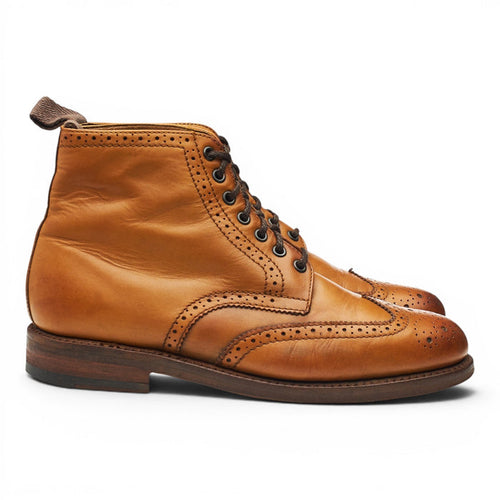 'Sharp' Tan Brown Leather Brogue Boots UK 7 G