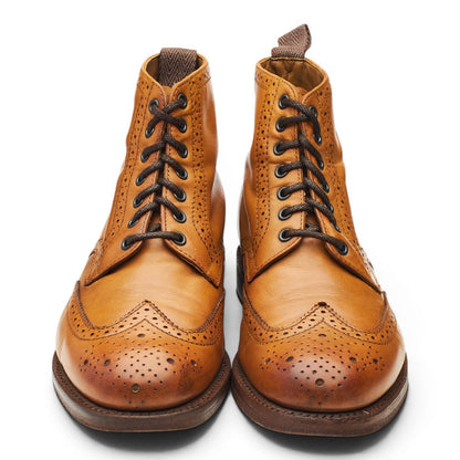 'Sharp' Tan Brown Leather Brogue Boots UK 7 G