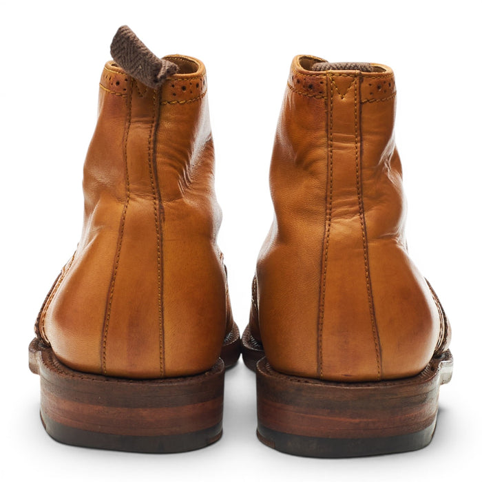 'Sharp' Tan Brown Leather Brogue Boots UK 7 G