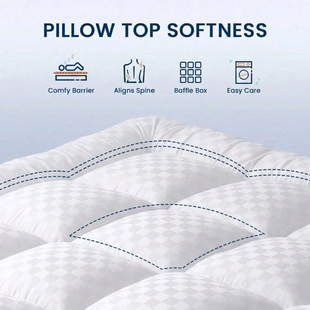 Sheet&Joy Extra Thick Mattress Topper With Cooling Suitable For Bed Sizes, 2000GSM Filling, Quilted Fitted Cover, Deep Pocket (Up To 21"), Machine Washable Bed Pad Protector, Suitable For Mattress Cov