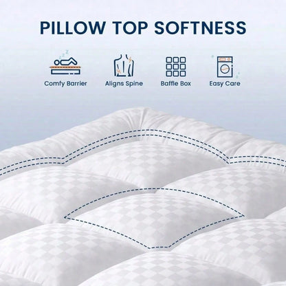 Sheet&Joy Extra Thick Mattress Topper With Cooling Suitable For Bed Sizes, 2000GSM Filling, Quilted Fitted Cover, Deep Pocket (Up To 21"), Machine Washable Bed Pad Protector, Suitable For Mattress Cov