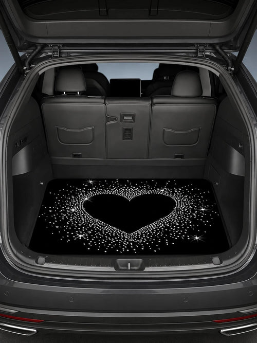 Shiny Heart Sequin Print Car Trunk Cargo Liner, Waterproof Non-Slip Rubber Bottom, Mud-Proof Stain-Resistant Easy To Clean, Universal SUV Rear Cargo Liner Pad, Pet Dog Travel Camping Picnic Daily Car
