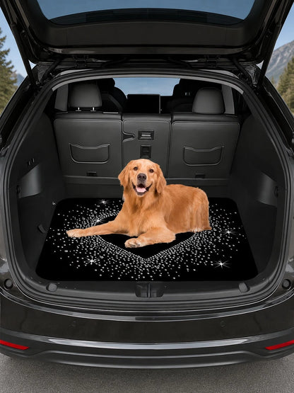 Shiny Heart Sequin Print Car Trunk Cargo Liner, Waterproof Non-Slip Rubber Bottom, Mud-Proof Stain-Resistant Easy To Clean, Universal SUV Rear Cargo Liner Pad, Pet Dog Travel Camping Picnic Daily Car