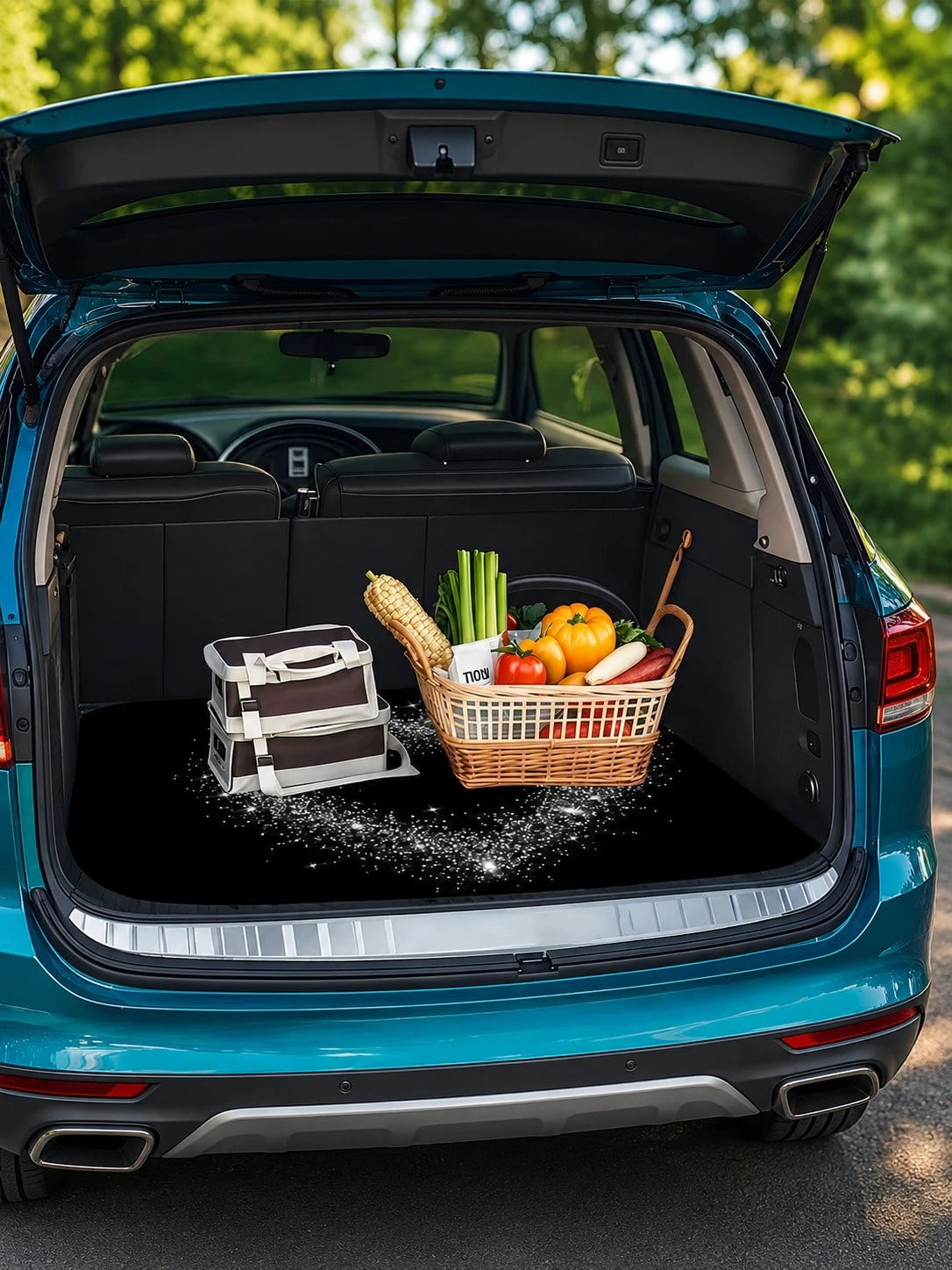 Shiny Heart Sequin Print Car Trunk Cargo Liner, Waterproof Non-Slip Rubber Bottom, Mud-Proof Stain-Resistant Easy To Clean, Universal SUV Rear Cargo Liner Pad, Pet Dog Travel Camping Picnic Daily Car
