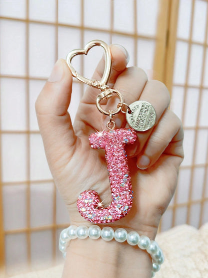 Shiny Rhinestone Letter Keychain- Lucky Crystal Pendant, Sparkling Alloy Charm, Suitable For Bags And Backpacks- Perfect Gift For Birthdays And Special Occasions, Key Chain, Ring, Bag, Backpack Char