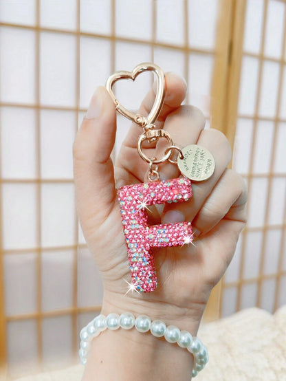Shiny Rhinestone Letter Keychain- Lucky Crystal Pendant, Sparkling Alloy Charm, Suitable For Bags And Backpacks- Perfect Gift For Birthdays And Special Occasions, Key Chain, Ring, Bag, Backpack Char