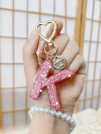 Shiny Rhinestone Letter Keychain- Lucky Crystal Pendant, Sparkling Alloy Charm, Suitable For Bags And Backpacks- Perfect Gift For Birthdays And Special Occasions, Key Chain, Ring, Bag, Backpack Char