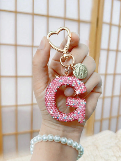 Shiny Rhinestone Letter Keychain- Lucky Crystal Pendant, Sparkling Alloy Charm, Suitable For Bags And Backpacks- Perfect Gift For Birthdays And Special Occasions, Key Chain, Ring, Bag, Backpack Char