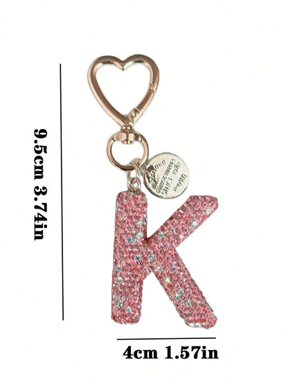 Shiny Rhinestone Letter Keychain- Lucky Crystal Pendant, Sparkling Alloy Charm, Suitable For Bags And Backpacks- Perfect Gift For Birthdays And Special Occasions, Key Chain, Ring, Bag, Backpack Char