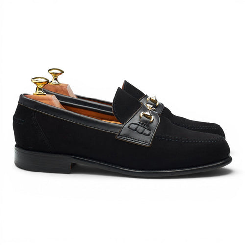Shipton & Heneage 'Brompton' Black Suede Horsebit Loafers UK 7.5 EX