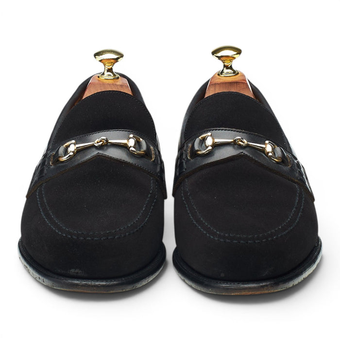 Shipton & Heneage 'Brompton' Black Suede Horsebit Loafers UK 7.5 EX