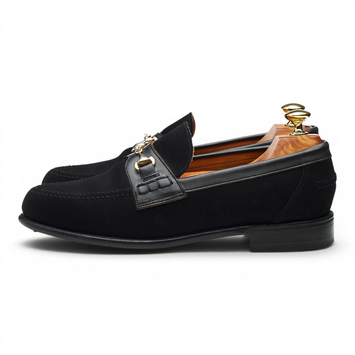 Shipton & Heneage 'Brompton' Black Suede Horsebit Loafers UK 7.5 EX