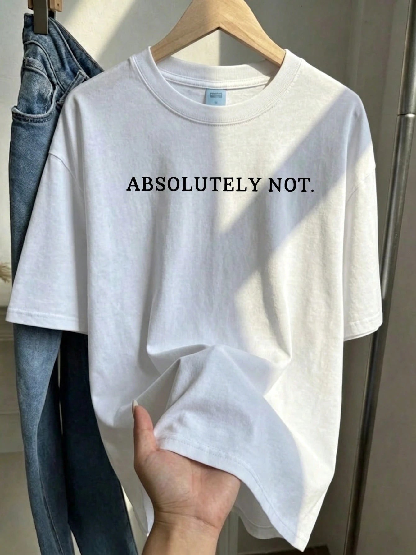 Short Sleeve Washed T-Shirt Absolutely Not Text Print 100% Cotton, Comfortable, Retro, And Fashionable Commuting Versatile Y2K Women's Clothing