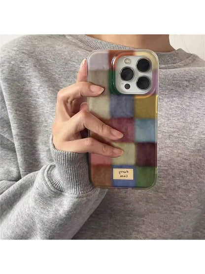 Silicone Cute Plaid Pattern Fashion Phone Case 1pc Plaid Cute Soft Silicone INS Dopamine Colorblock Transparent Phone Case Back Cover Compatible With Iphone 17/17 Pro/17 Pro Max/16/15/14/13/12 Pro Max