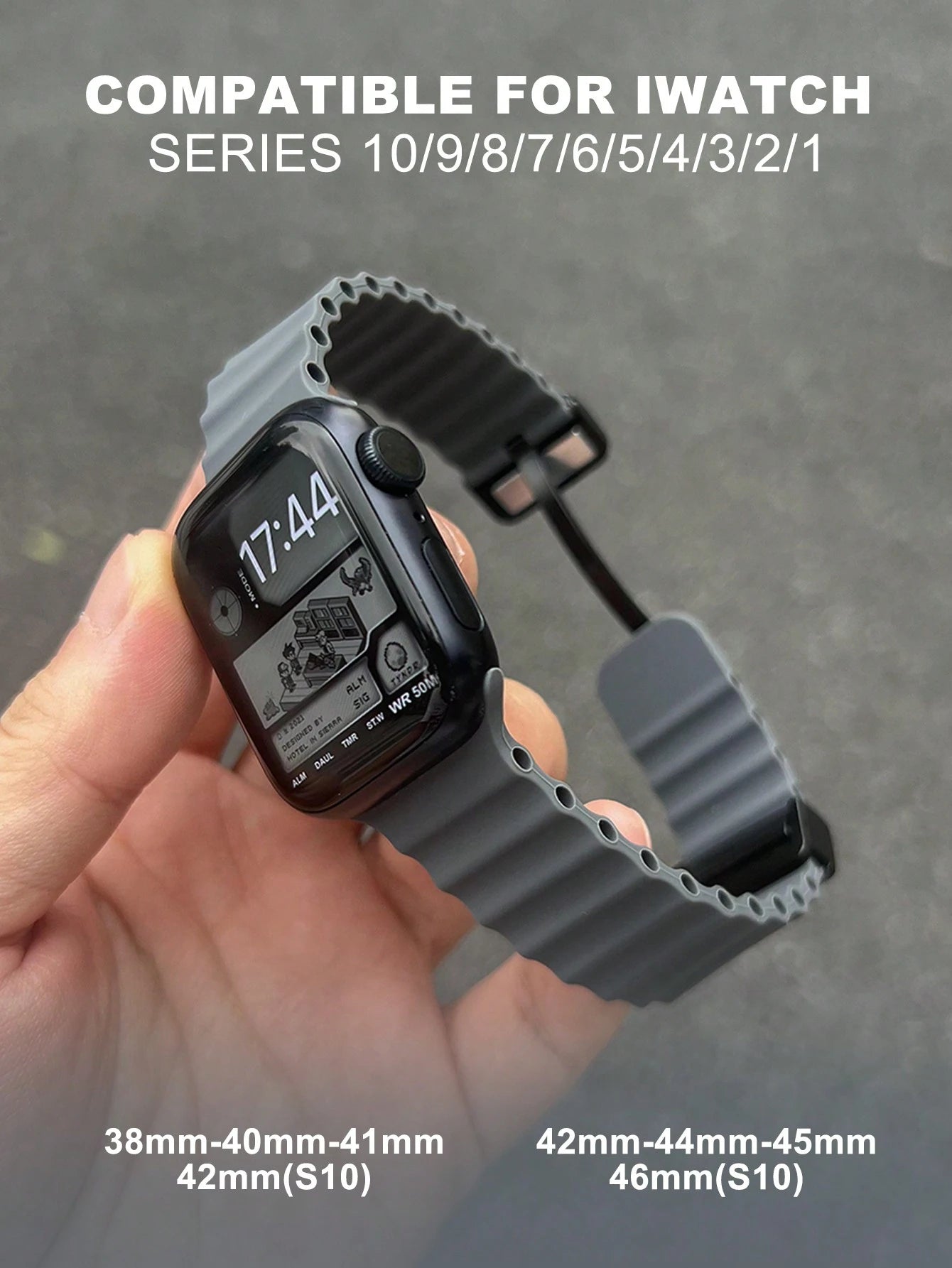 Silicone Foldable Clasp Watch Band For 41mm 40mm 44mm 45mm 42mm 38mm 49mm 46mm, Soft Silicone Magnetic Closure Sport Strap For Series 1-10, SE, Ultra