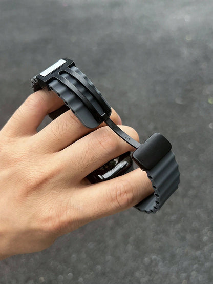 Silicone Foldable Clasp Watch Band For 41mm 40mm 44mm 45mm 42mm 38mm 49mm 46mm, Soft Silicone Magnetic Closure Sport Strap For Series 1-10, SE, Ultra
