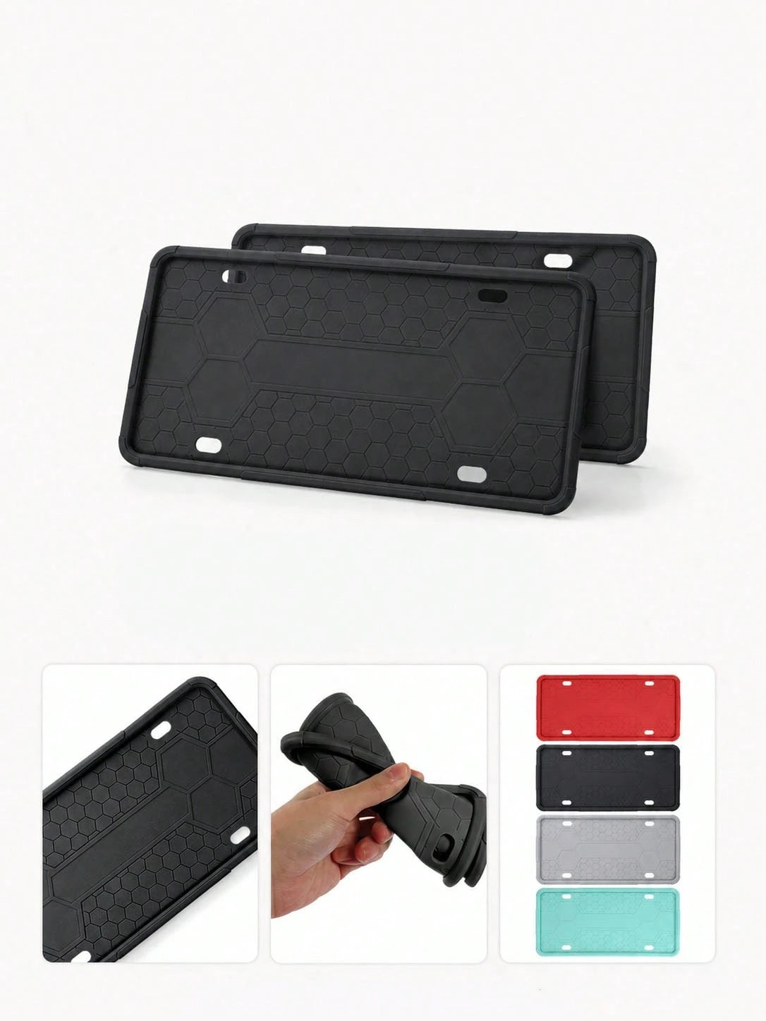 Silicone License Plate Frame, Rust-Proof Shock-Absorbing Scratch-Resistant Flexible License Plate Holder, 12.20" X 6.30" Weather-Resistant Car Exterior Accessory, Suitable For Sedans, SUVs, Trucks