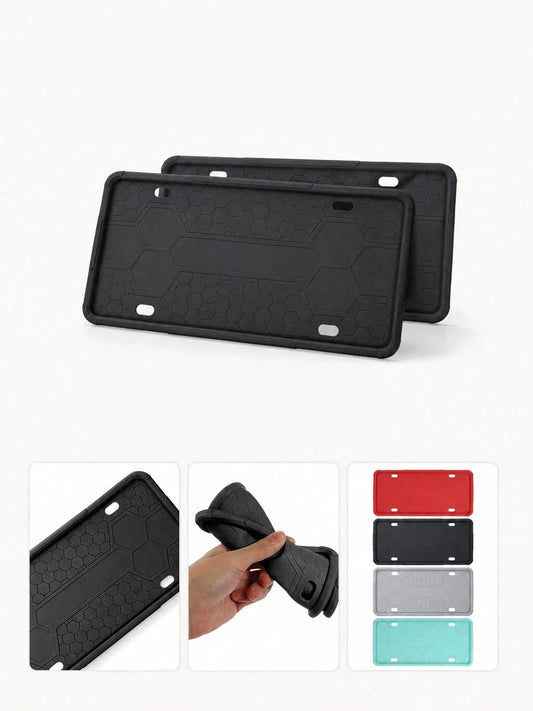 Silicone License Plate Frame, Rust-Proof Shock-Absorbing Scratch-Resistant Flexible License Plate Holder, 12.20" X 6.30" Weather-Resistant Car Exterior Accessory, Suitable For Sedans, SUVs, Trucks