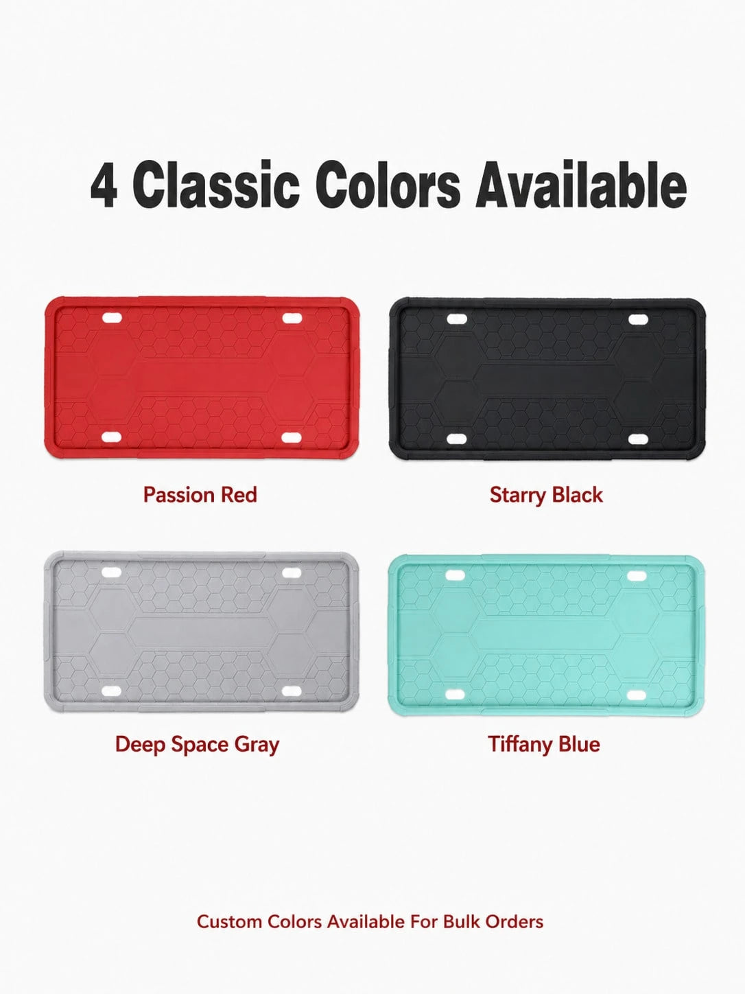 Silicone License Plate Frame, Rust-Proof Shock-Absorbing Scratch-Resistant Flexible License Plate Holder, 12.20" X 6.30" Weather-Resistant Car Exterior Accessory, Suitable For Sedans, SUVs, Trucks