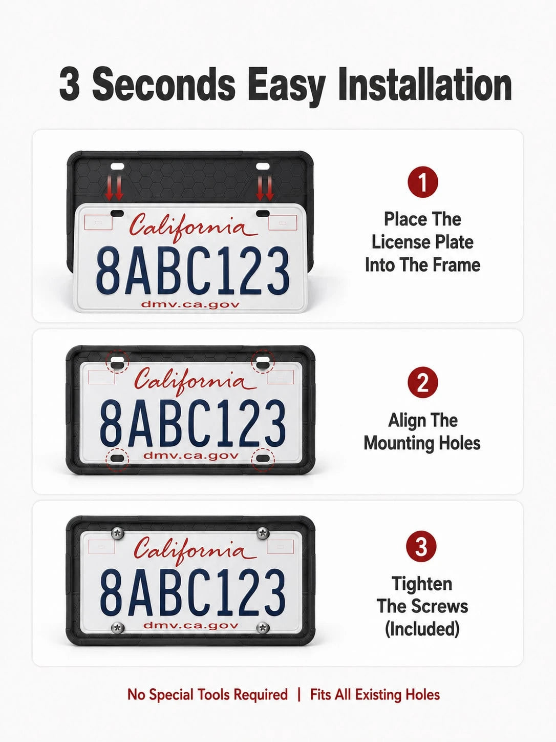 Silicone License Plate Frame, Rust-Proof Shock-Absorbing Scratch-Resistant Flexible License Plate Holder, 12.20" X 6.30" Weather-Resistant Car Exterior Accessory, Suitable For Sedans, SUVs, Trucks