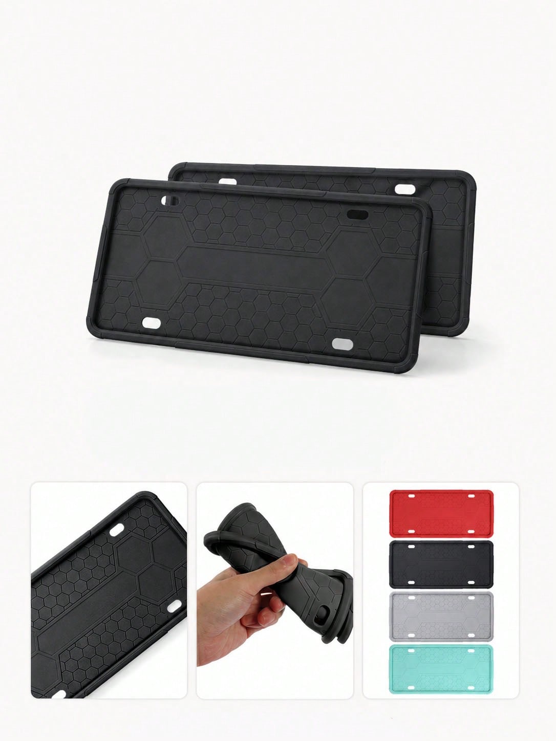 Silicone License Plate Frame, Rust-Proof Shock-Absorbing Scratch-Resistant Flexible License Plate Holder, 12.20" X 6.30" Weather-Resistant Car Exterior Accessory, Suitable For Sedans, SUVs, Trucks