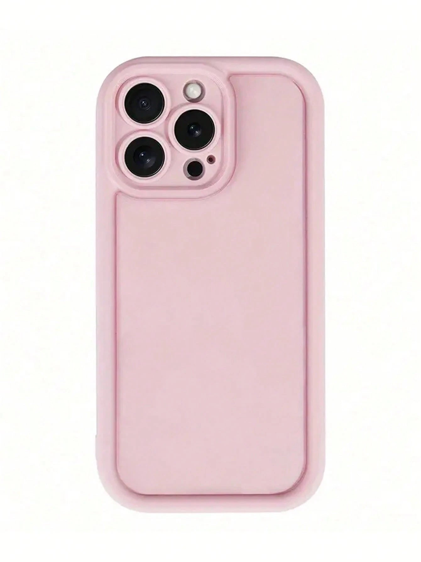 Silicone Minimalist Pink Screen Protection Shockproof Solid Color Material Thick Textured Protective Phone Case Cover With Printed Design, Compatible With IPhone 16/16 Pro/16 Pro Max/16 Plus/15 XR/7/8