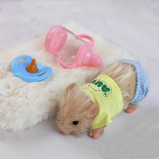 Silicone Piglet Doll About 12cm Lifelike Exquisite Little Pig Dolls Desktop Decoration, Birthday Gift, Decompression Toy
