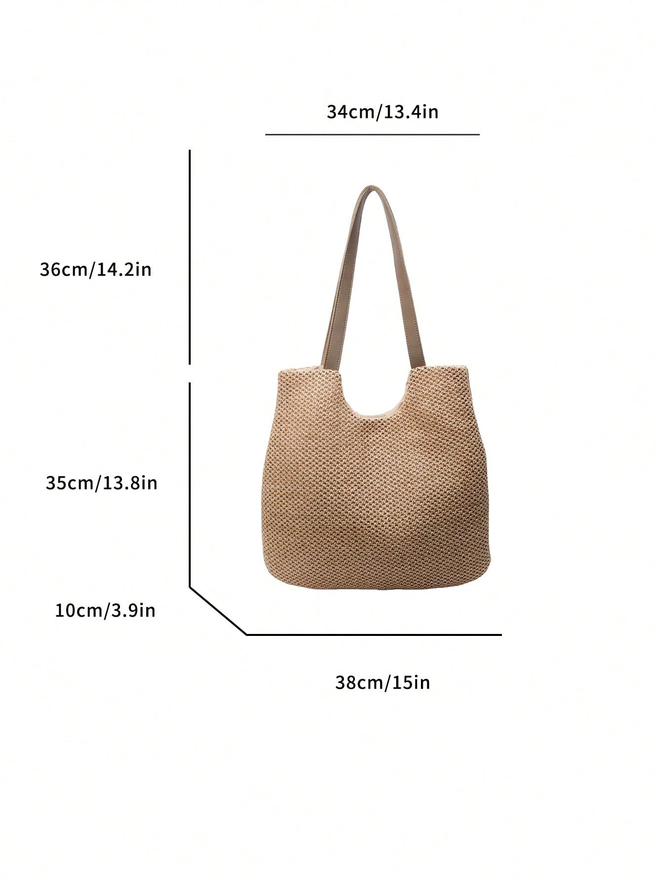 Simple And Large Capacity Rainbow Shoulder Tote Bag,Straw Bag