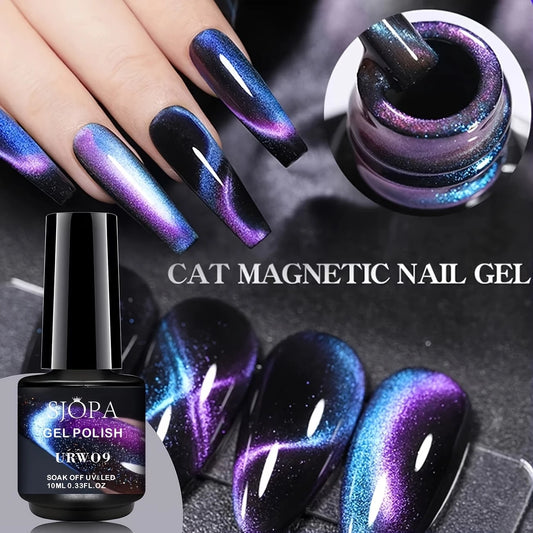 sjopa 9D Cat's Eye Gel Nail Polish- Holographic Rainbow Glitter Nail Polish Bluish Purple, DIY Household Detachable Gel Nail Polish, 0.34 Ounces, No P-Hydroxybenzoate, Easy To Apply, High Quality Glo